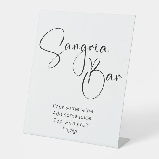 Modern Script Sangria Bar Reclamebord Met Voetstuk (Voorkant)