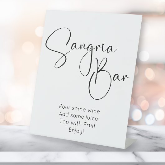 Modern Script Sangria Bar Reclamebord Met Voetstuk