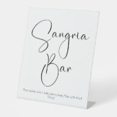 Modern Script Sangria Bar-Vrijgezellenfeest Reclamebord Met Voetstuk (Voorkant)