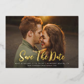 Modern Script SAVE THE DATE Foto REAL Folie Uitnod Uitnodiging (Voorkant)