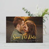 Modern Script SAVE THE DATE Foto REAL Folie Uitnod Uitnodiging (Staand Voorkant)