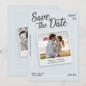 Modern Script Save the Date Retro Photo Wedding (Voorkant / Achterkant)
