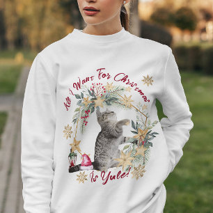 Modern Script Schattige Cat Waterverf Vrouwen Kers Trui