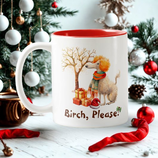 Modern Script Schattige Dog Waterverf Funny Christ Tweekleurige Koffiemok