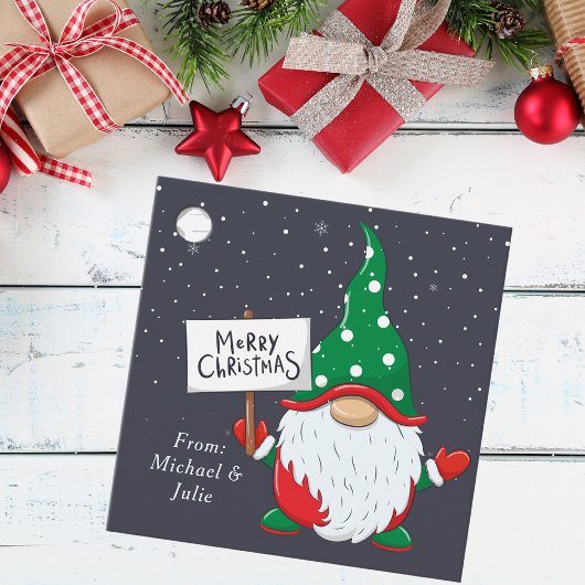 Modern Script Schattigee Christmas Gnome Bedankjes Labels