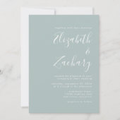 Modern Script Sea Glass Green QR Code Wedding Kaart (Voorkant)