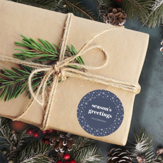 Modern Script Seizoenen Groeten Vakantie Marine Bl Ronde Sticker