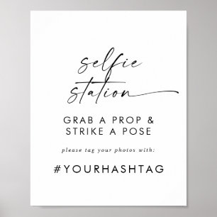 Modern Script Selfie Station Trouw Hashtag Bord Poster