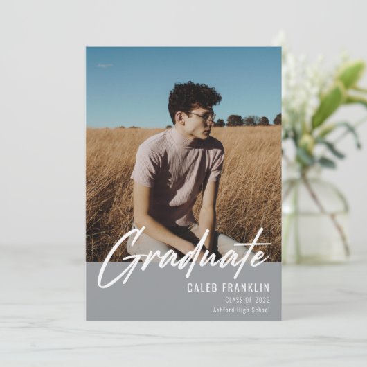 Modern Script Senior Class Photo Afstuderen (Staand voorkant)