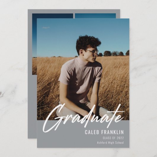 Modern Script Senior Class Photo Afstuderen (Voorkant / Achterkant)