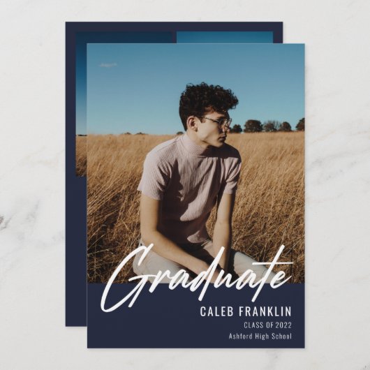 Modern Script Senior Class Photo Afstuderen (Voorkant / Achterkant)