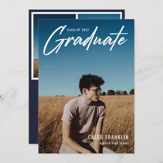 Modern Script Senior Class Photo Afstuderen (Voorkant / Achterkant)