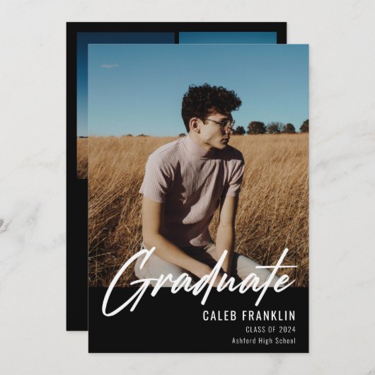 Modern Script Senior Class Photo Afstuderen (Voorkant / Achterkant)