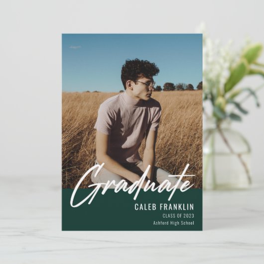 Modern Script Senior Class Photo Afstuderen (Staand voorkant)