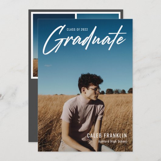 Modern Script Senior Class Photo Afstuderen (Voorkant / Achterkant)