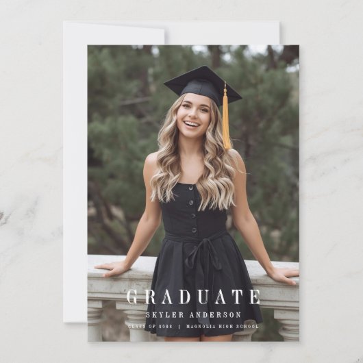 Modern Script Senior Photo Graduation  Kaart (Voorkant)
