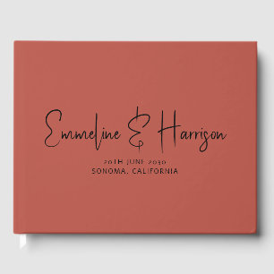 Modern Script Serif Custom Clay Wedding Gastenboek