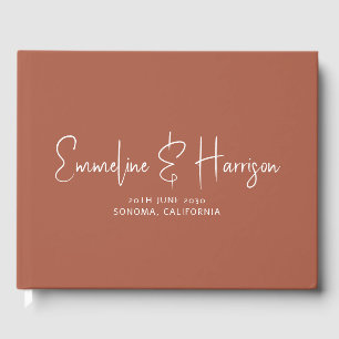 Modern Script Serif Ochre Custom Wedding Guest Gastenboek