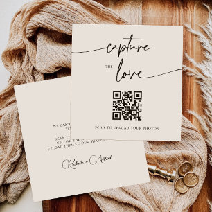 Modern Script Share the Love QR Code Table Kaarten Notitiekaartje