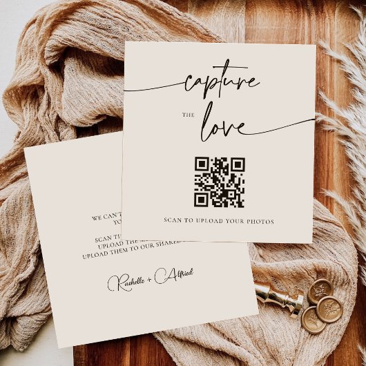 Modern Script Share the Love QR Code Table Kaarten Notitiekaartje
