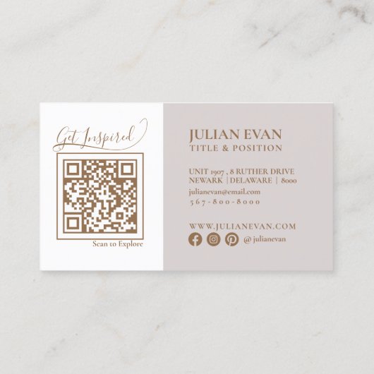 Modern Script Shiny Holografische Waterverf Beige Visitekaartje (Achterkant)