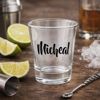 Modern script shot glas