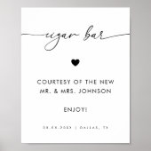 Modern Script Sigaar Bar Minimalistisch Trouwteken Poster (Voorkant)