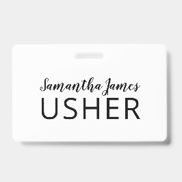 Modern Script Signature Usher Name Badge
