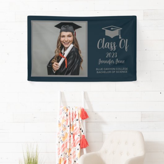 Modern Script Silver 2023 Custom Afstuderen Square Spandoek (Insitu)