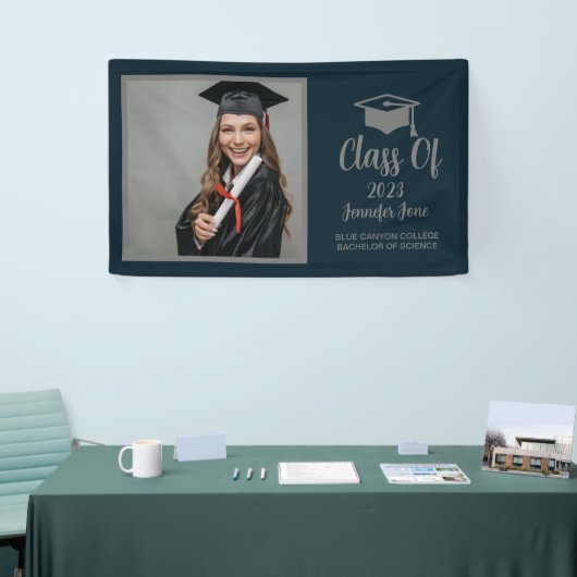 Modern Script Silver 2023 Custom Afstuderen Square Spandoek (Beurs)