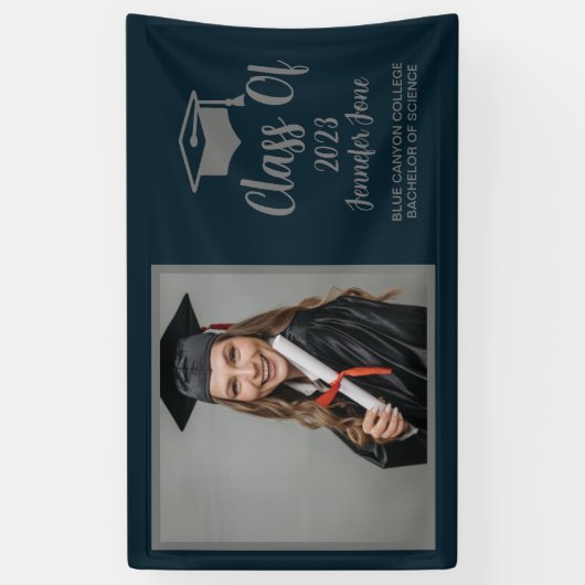 Modern Script Silver 2023 Custom Afstuderen Square Spandoek (Verticaal)