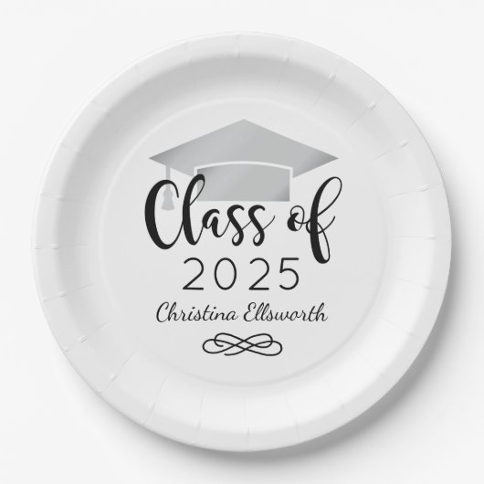 Modern Script Silver 2025 Custom Afstuderen Papieren Bordje (Voorkant)