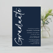 Modern Script Silver Foil Afstuderen Aankondiging (Staand Voorkant)