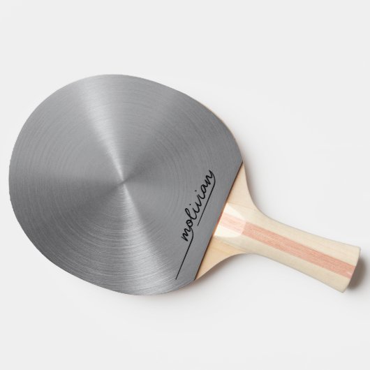 Modern Script Silver gepersonaliseerd Tafeltennisbatje (Zijkant)