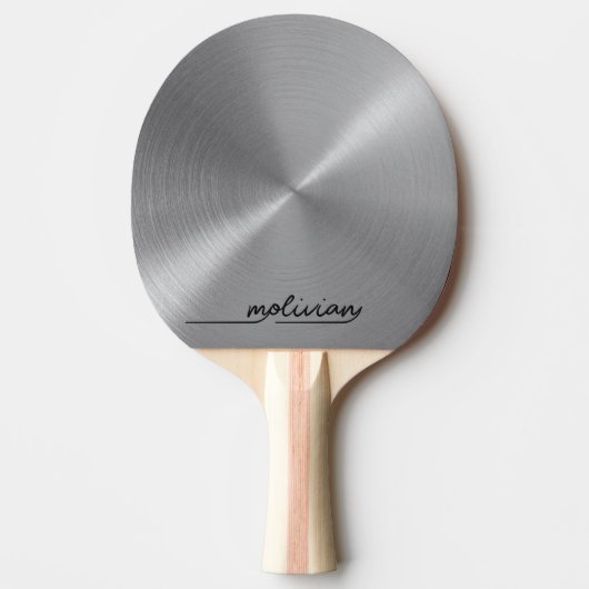 Modern Script Silver gepersonaliseerd Tafeltennisbatje (Voorkant)