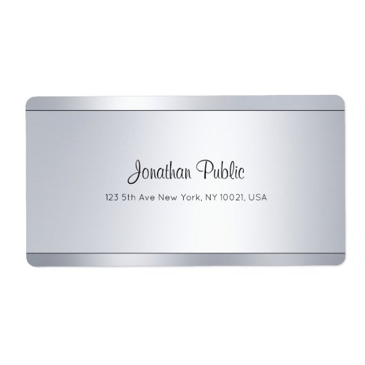 Modern Script Silver Glam Cool Shipping Adres Etiket (Voorkant)