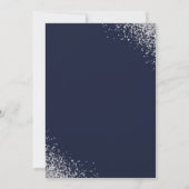 Modern Script Silver Glitter Navy Blue Wedding Kaart (Achterkant)