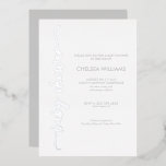Modern Script Silver Real Folie Baby shower Uitnodiging<br><div class="desc">Modern script zilver echte folie baby shower uitnodiging</div>
