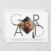 Modern Script Silver Tassel Afstudeerder Fotocolla Kaart (Voorkant)