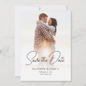 Modern Script Simple 2 Photo Wedding QR-code Save The Date (Voorkant)
