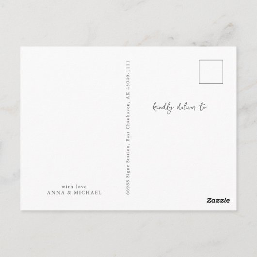 Modern Script Simple 3 Photo Birth Announcement Briefkaart (Achterkant)