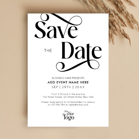 Modern Script Simple Business Event Sla de datum o Kaart