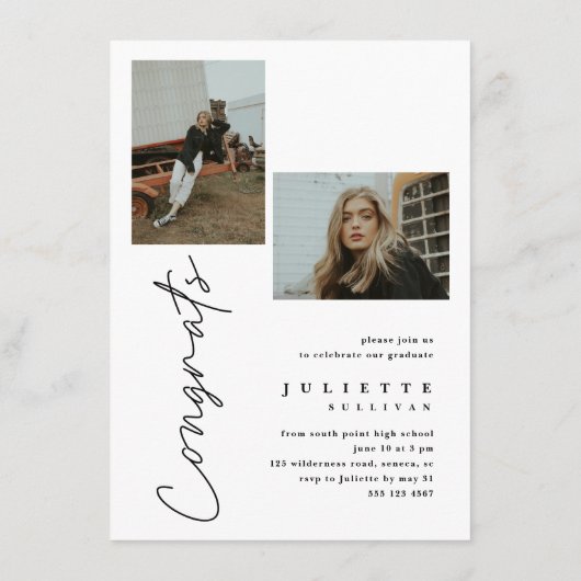 Modern Script Simple Photo Afstuderen (Achterkant)