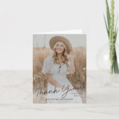 Modern Script Simple Photo Afstuderen Bedankkaart (Voorkant)