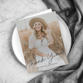 Modern Script Simple Photo Afstuderen Bedankkaart