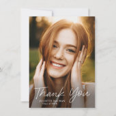 Modern Script Simple Photo Afstuderen Bedankkaart (Voorkant)