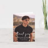 Modern Script Simple Photo Afstuderen Bedankkaart (Voorkant)