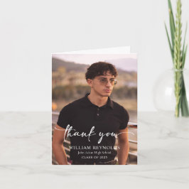 Modern Script Simple Photo Afstuderen Bedankkaart
