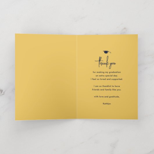 Modern Script Simple Photo Afstuderen Hartelijk da Folie Wenskaart (Binnenlaag)