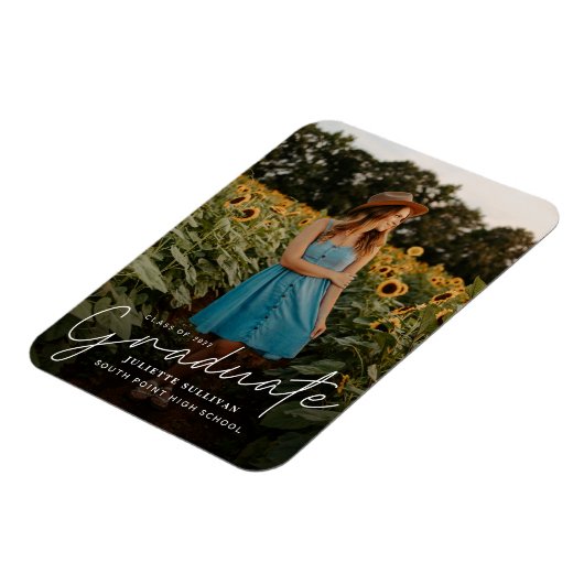 Modern Script Simple Photo Afstuderen Magneet (Linkerzijde)